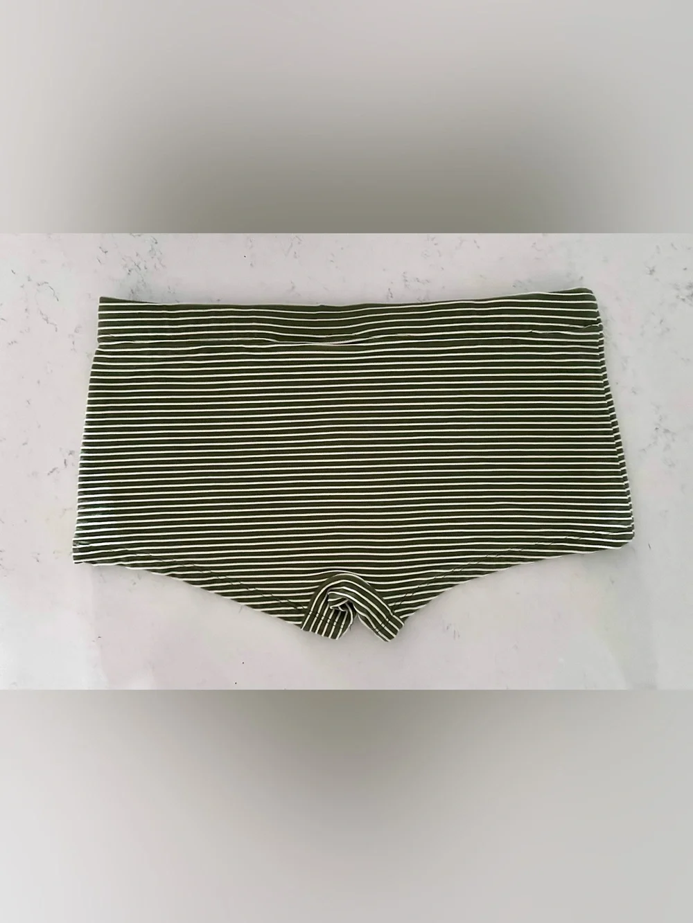 Mr Turk Olive Green Striped Men’s Swim Trunks - L